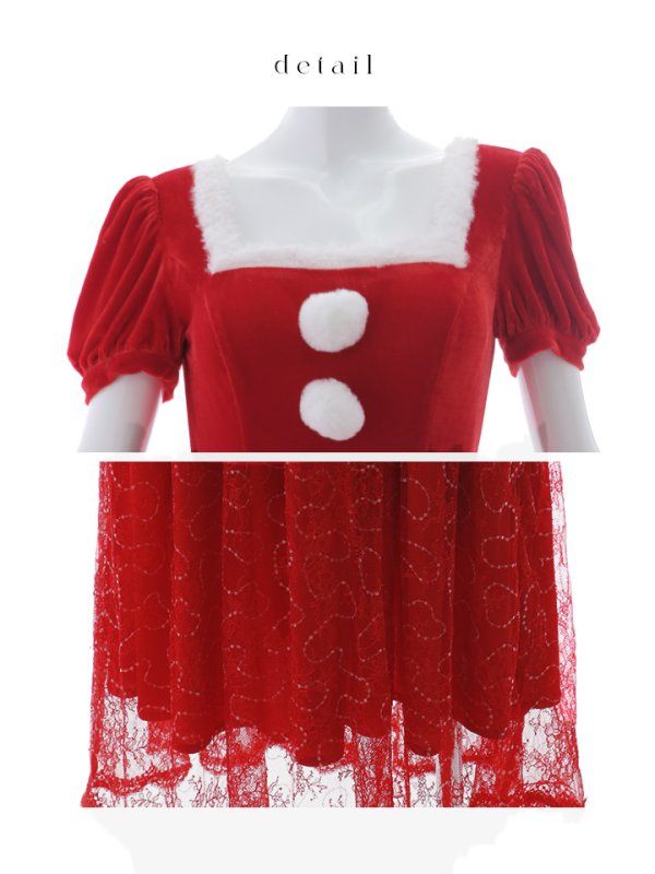 画像42: 【サンタセール！】【サンタコス 5点セット】【S-Mサイズ/2カラー】ベロアワンピースサンタ[YMT]