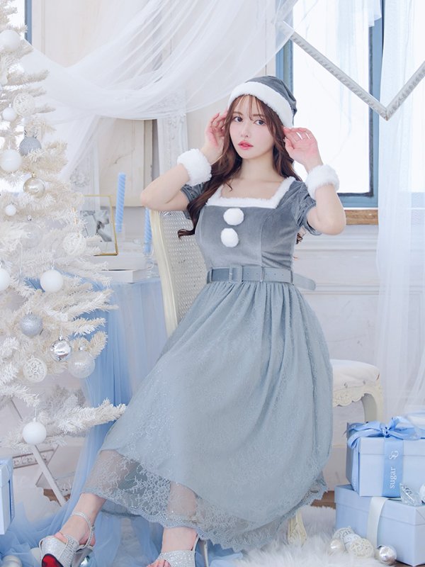 画像32: 【サンタセール！】【サンタコス 5点セット】【S-Mサイズ/2カラー】ベロアワンピースサンタ[YMT]