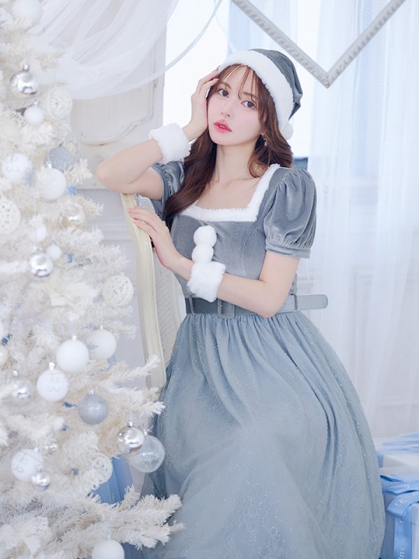 画像36: 【サンタセール！】【サンタコス 5点セット】【S-Mサイズ/2カラー】ベロアワンピースサンタ[YMT]