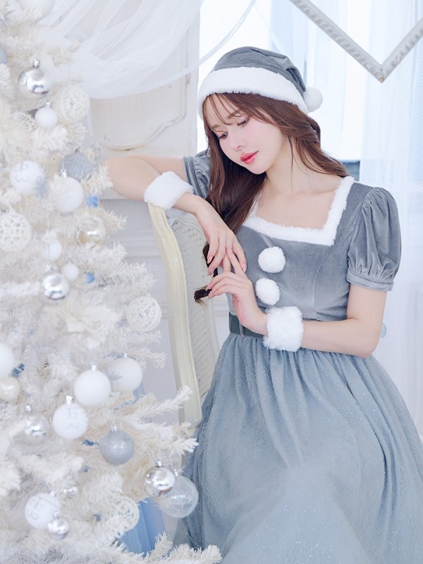 画像37: 【サンタセール！】【サンタコス 5点セット】【S-Mサイズ/2カラー】ベロアワンピースサンタ[YMT]