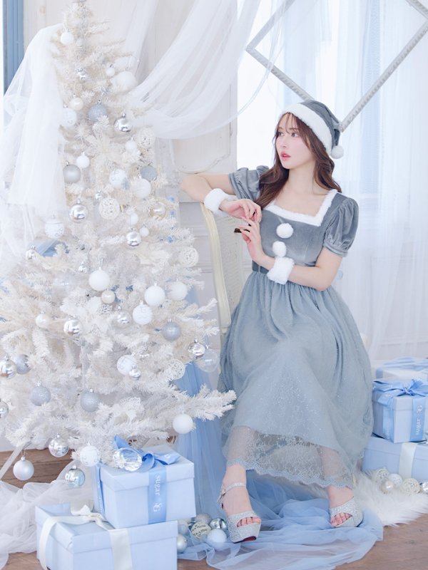 画像39: 【サンタセール！】【サンタコス 5点セット】【S-Mサイズ/2カラー】ベロアワンピースサンタ[YMT]