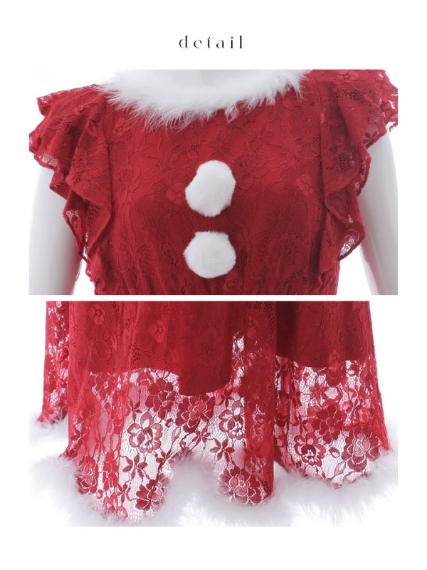 画像23: 【サンタセール！】【サンタコス 4点セット】【S-Lサイズ/1カラー】フラワーレースワンピースサンタ[YMT]