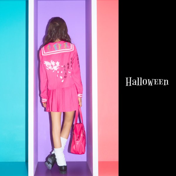 画像4: 【即日発送！】【ハロウィン】ピンクJK/女子高生/セーラー服コスプレセット【ハロウィン3点セット】【S-Lサイズ/1カラー】[HC02]