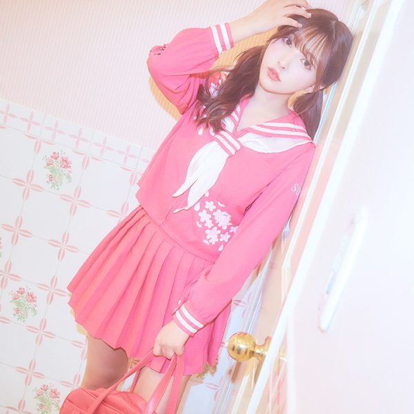 画像4: 【即日発送！】【ハロウィン】ピンクJK/女子高生/セーラー服コスプレセット【ハロウィン3点セット】【S-Lサイズ/1カラー】[HC02]