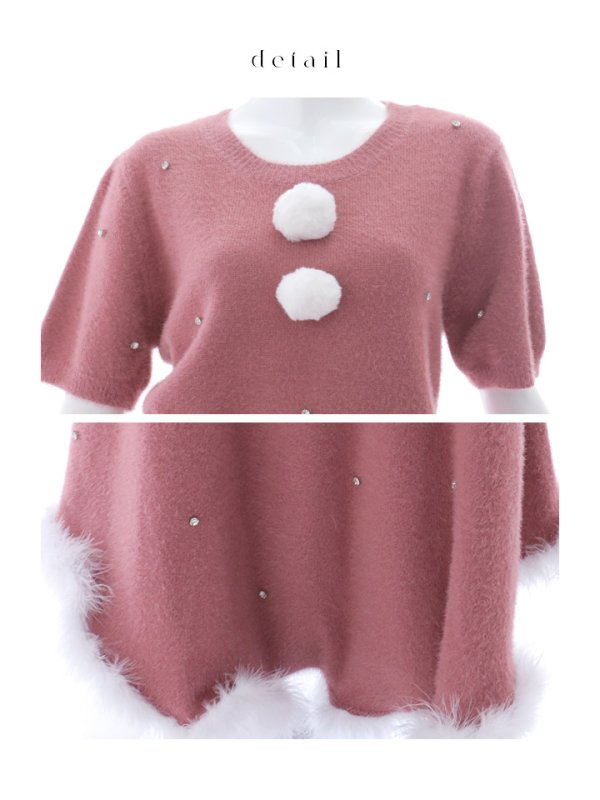 画像22: 【サンタセール！】【サンタコス 5点セット】【S-Lサイズ/2カラー】ビジューニットワンピースサンタコスプレ[YMT]