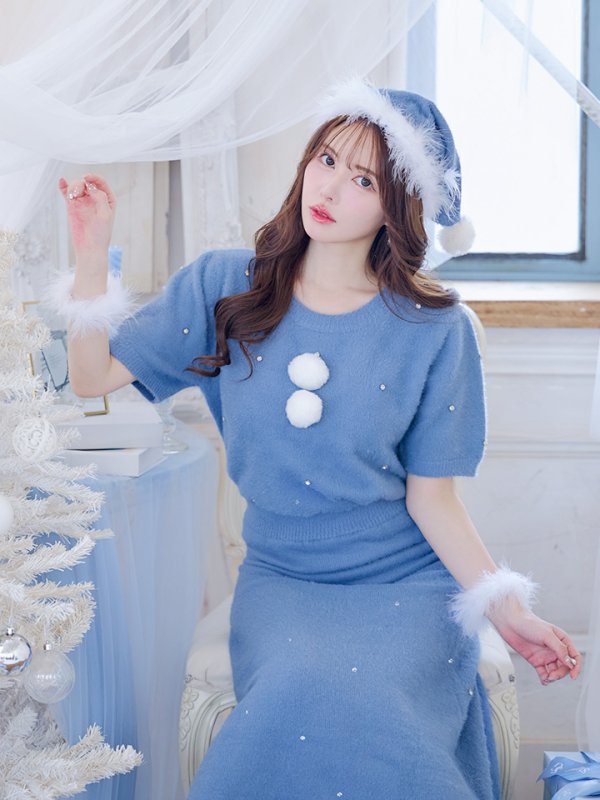 画像11: 【サンタセール！】【サンタコス 5点セット】【S-Lサイズ/2カラー】ビジューニットワンピースサンタコスプレ[YMT]