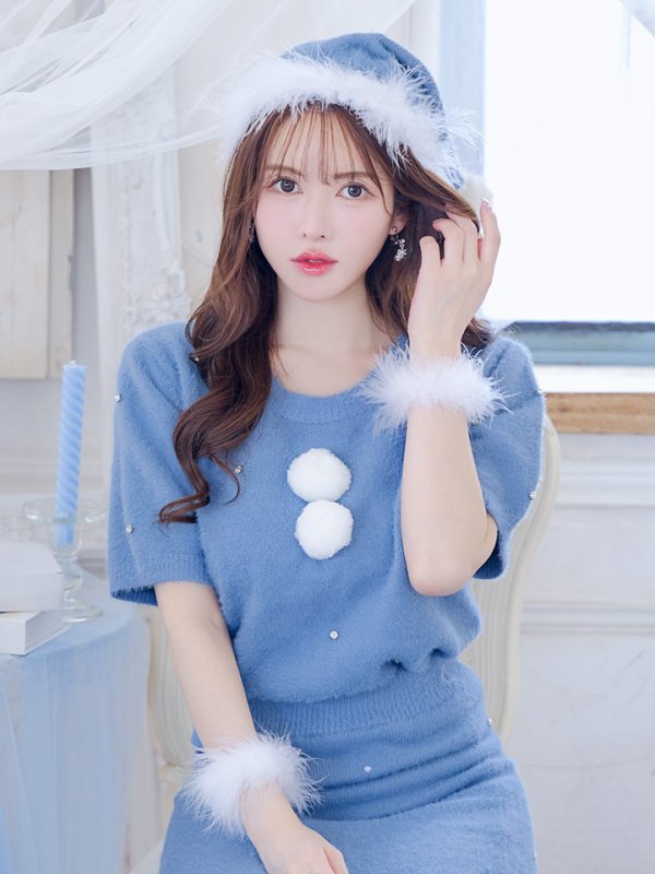 画像12: 【サンタセール！】【サンタコス 5点セット】【S-Lサイズ/2カラー】ビジューニットワンピースサンタコスプレ[YMT]