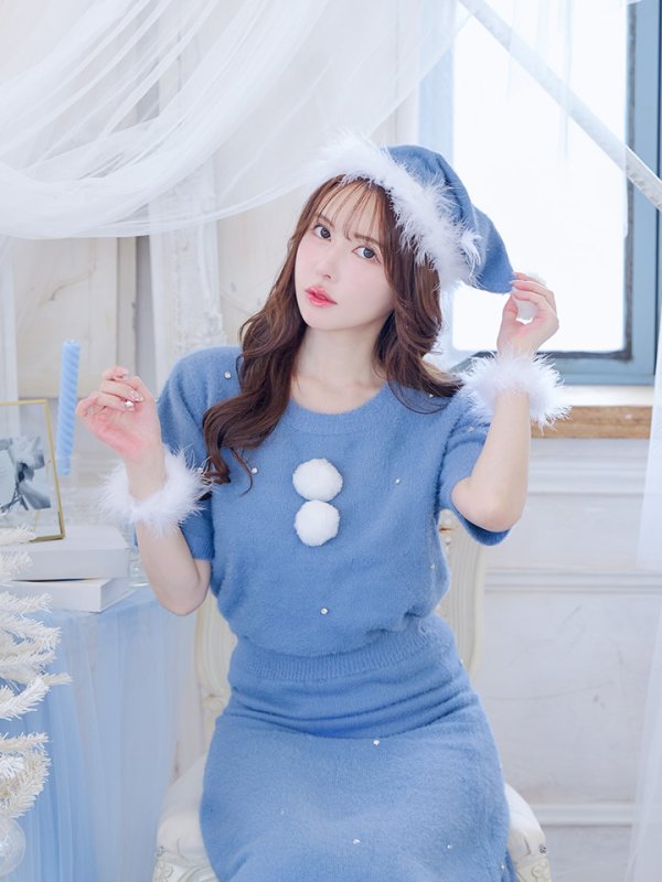 画像14: 【サンタセール！】【サンタコス 5点セット】【S-Lサイズ/2カラー】ビジューニットワンピースサンタコスプレ[YMT]