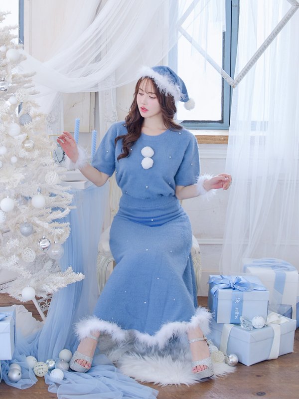 画像15: 【サンタセール！】【サンタコス 5点セット】【S-Lサイズ/2カラー】ビジューニットワンピースサンタコスプレ[YMT]