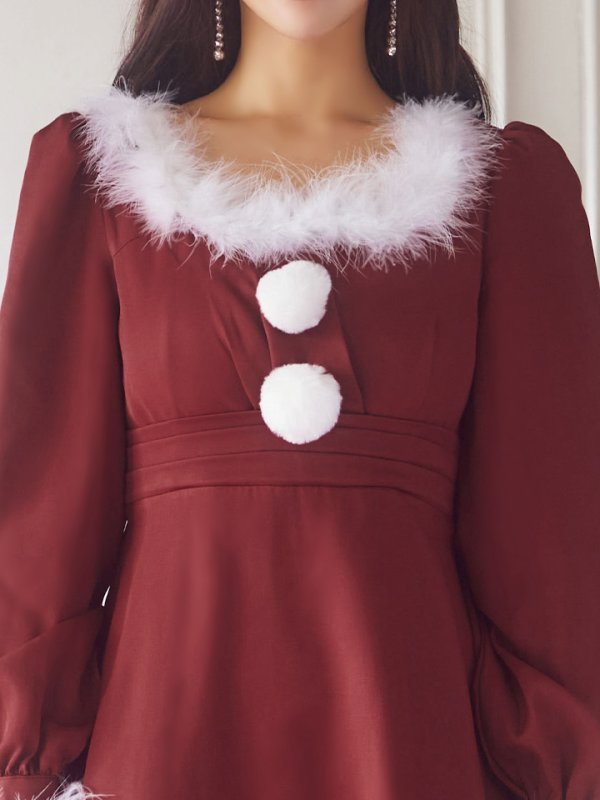 画像18: 【ノベルティ対象】【即日発送】【サンタコス 4点セット】【S-Lサイズ/2カラー】バックリボンフレアワンピースサンタコスプレ[YMT]