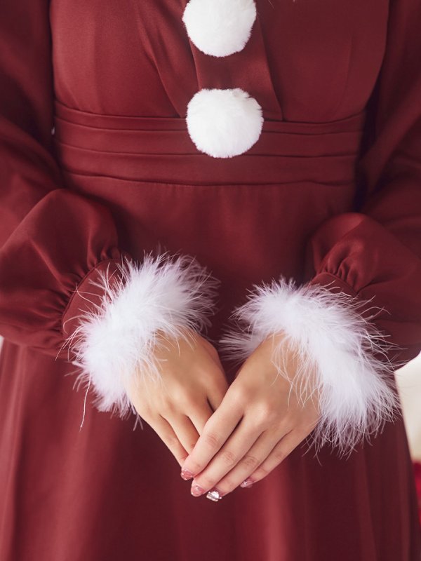 画像19: 【ノベルティ対象】【即日発送】【サンタコス 4点セット】【S-Lサイズ/2カラー】バックリボンフレアワンピースサンタコスプレ[YMT]