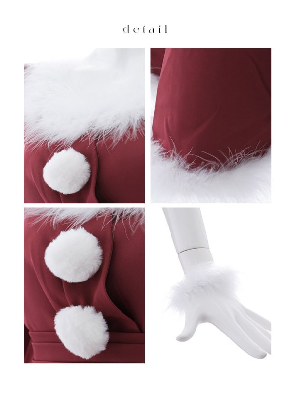 画像23: 【ノベルティ対象】【即日発送】【サンタコス 4点セット】【S-Lサイズ/2カラー】バックリボンフレアワンピースサンタコスプレ[YMT]