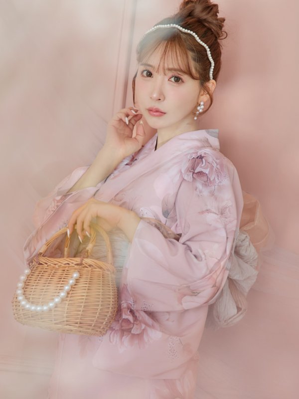 画像10: 【即日発送】くすみピンクアンティークフラワー浴衣  【浴衣３点セット 浴衣/帯/下駄】[YMT]