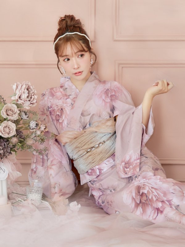 画像13: 【即日発送】くすみピンクアンティークフラワー浴衣  【浴衣３点セット 浴衣/帯/下駄】[YMT]