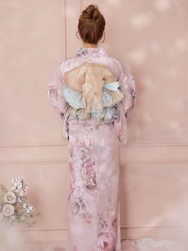 画像17: 【即日発送】くすみピンクアンティークフラワー浴衣  【浴衣３点セット 浴衣/帯/下駄】[YMT]