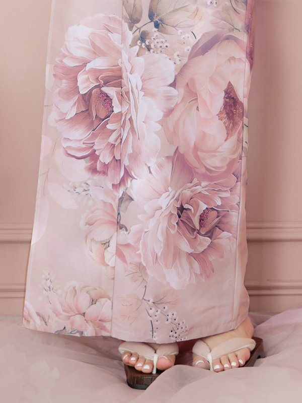 画像19: 【即日発送】くすみピンクアンティークフラワー浴衣  【浴衣３点セット 浴衣/帯/下駄】[YMT]