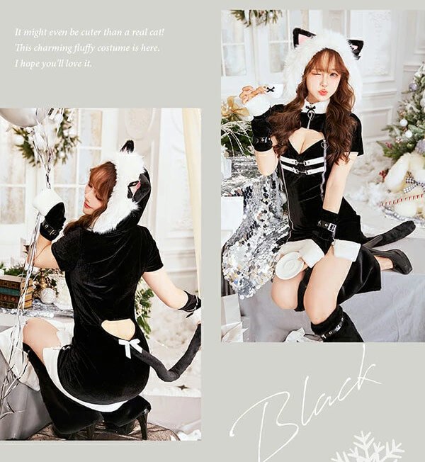 画像11: 【即日発送！】【クリスマスコスプレ7点セット】【Malymoon/マリームーン】レディジップファーキャットサンタ【フリーサイズ/2カラー】[OF03]