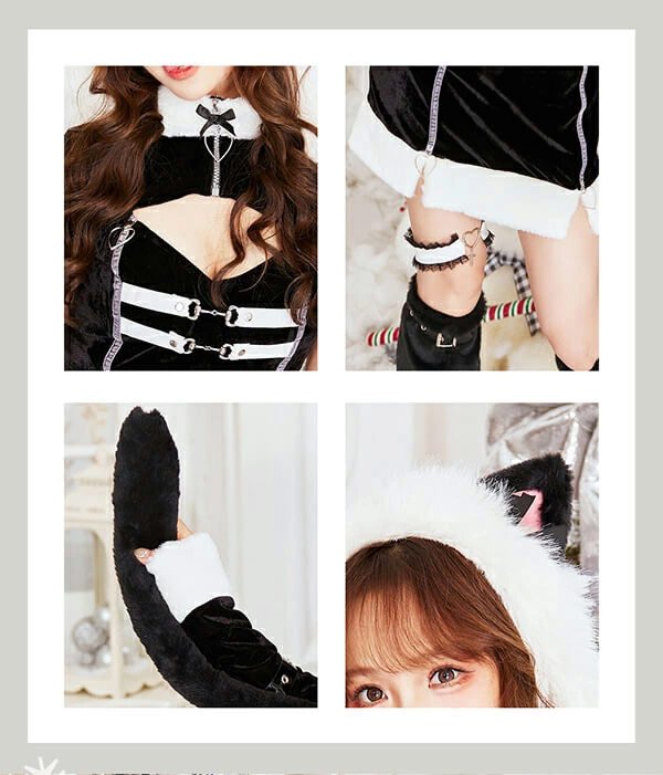 画像14: 【即日発送！】【クリスマスコスプレ7点セット】【Malymoon/マリームーン】レディジップファーキャットサンタ【フリーサイズ/2カラー】[OF03]