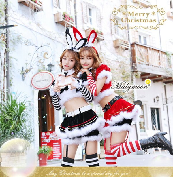 画像11: 【即日発送】【クリスマスコスプレ8点セット】【Malymoon/マリームーン】バニーサンタクロースコスチューム【フリーサイズ/2カラー】[YMT]