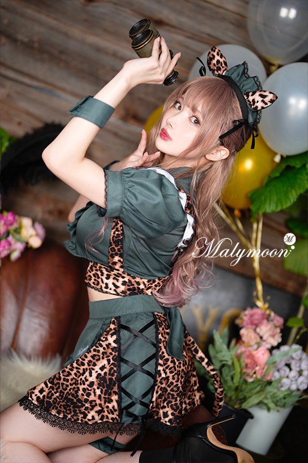 画像1: 【即日発送】レオパードメイド【マリームーン】【ハロウィンコスプレ9点セット】【フリーサイズ/1カラー】[YMT]