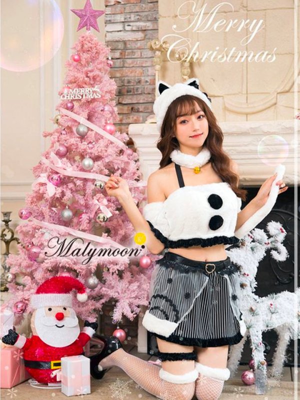 画像1: 【即日発送】【クリスマスコスプレ8点セット】【Malymoon/マリームーン】スノーキャット【フリーサイズ/1カラー】[HC02]