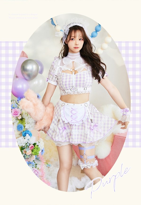 画像12: 【即日発送】ハーネスポップギンガムチェックメイド【マリームーン】【ハロウィンコスプレ8点セット】【フリーサイズ/3カラー】[OF04]