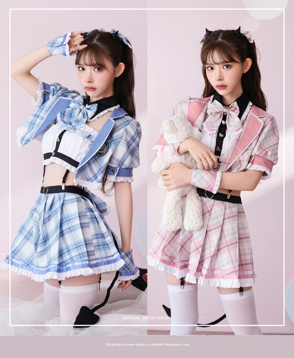 画像1: 【即日発送】チェックデビル制服コスチューム【マリームーン】【ハロウィンコスプレ10点セット】【フリーサイズ/2カラー】[YMT]