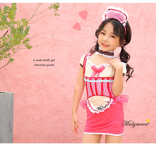 画像6: 【即日発送】アメリカンウェイトレキッズ女の子用（子供衣装ピンク）《ハロウィンコスプレ3点セット》【Malymoon/マリームーン】[HC03] 3540kidsML