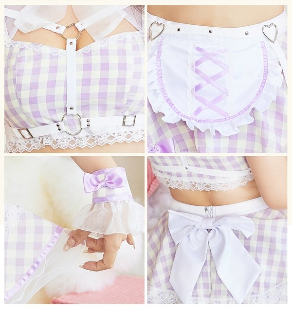 画像16: 【即日発送】ハーネスポップギンガムチェックメイド【マリームーン】【ハロウィンコスプレ8点セット】【フリーサイズ/3カラー】[OF04]