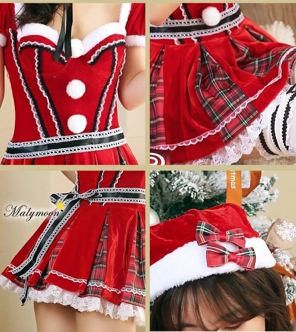 画像9: 【即日発送】【クリスマスコスプレ8点セット】【Malymoon/マリームーン】パフスリーブサンタ【フリーサイズ/1カラー】[OF03]