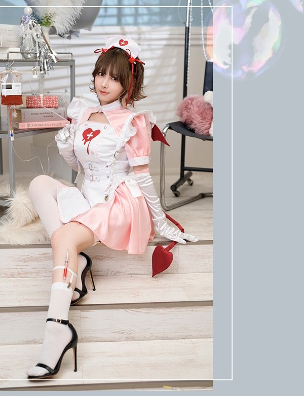 画像12: 【即日発送】デビルハーネスナース【マリームーン】【ハロウィンコスプレ9点セット】【フリーサイズ/2カラー】[HC03]