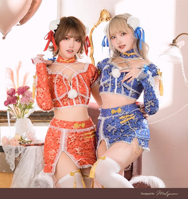 画像1: 【即日発送】ロマンスジッパーチャイナ【マリームーン】【ハロウィンコスプレ6点セット】【フリーサイズ/2カラー】[YMT]
