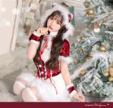 【即日発送】【クリスマスコスプレ7点セット】【Malymoon/マリームーン】レースアップ猫耳チェックサンタ【フリーサイズ/1カラー】[OF03]