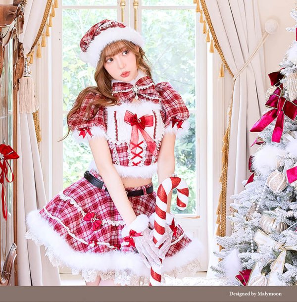 画像7: 【クリスマスコスプレ10点セット】【Malymoon/マリームーン】レディチェックリュバンサンタ【2サイズ/1カラー】【予約/12月上旬発送予定】[HC03]