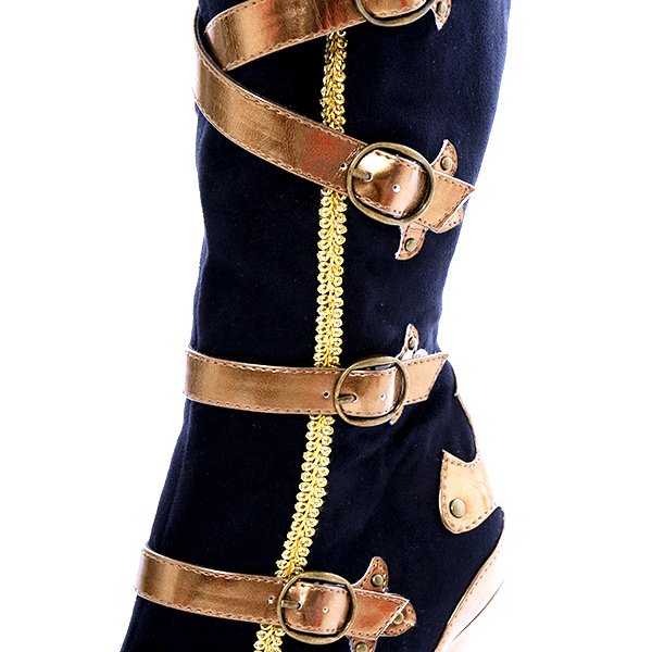 画像6: 【ハロウィン小物】パイレーツガール必須アイテム！黒に金の装飾がカッコイイ☆コスプレ用ヒールブーツ[OF02]