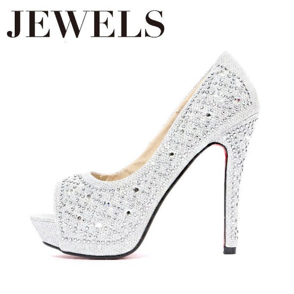画像6: 【5サイズ/4カラー】敷き詰められた輝くストーンが豪華に煌めく♪☆12cmヒールオープントゥパンプス[OF02]