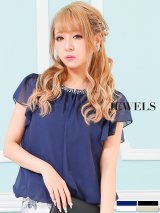 SALE!【ブラウス・フリーサイズ/4カラー】上質シフォン生地のショートスリーブブラウス[HC02]【YN】