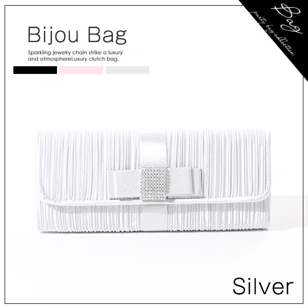 画像4: 【3カラー】落ち着いたビジューとリボンがかわいい♪どんなドレスにも合わせやすい2wayパーティクラッチバッグ[OF04]