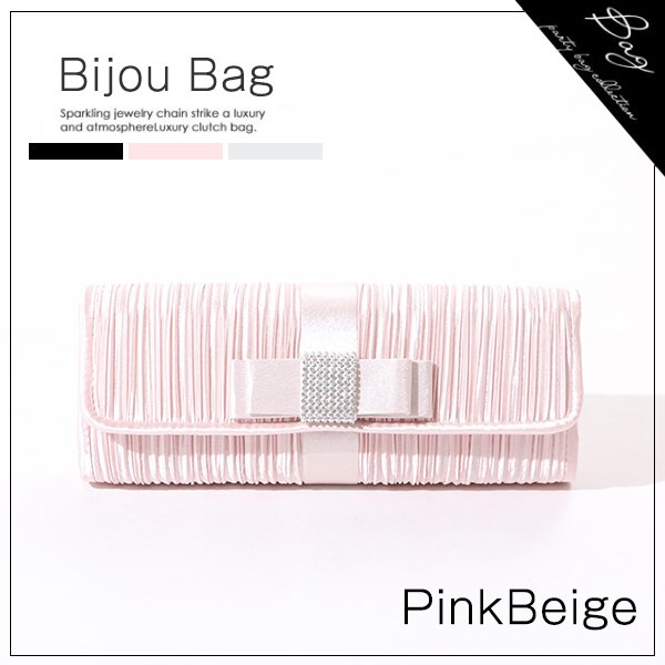 画像3: 【3カラー】落ち着いたビジューとリボンがかわいい♪どんなドレスにも合わせやすい2wayパーティクラッチバッグ[OF04]