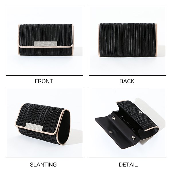 画像5: 【2カラー】上品でシンプルな2wayプリーツサテンクラッチバッグ♪[OF04]