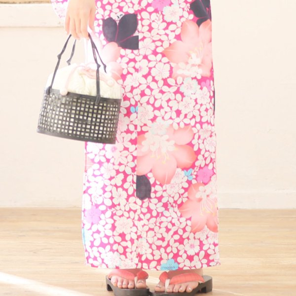 画像8: 【即日発送】【浴衣セール】【浴衣】小花桜模様浴衣セット【浴衣３点セット浴衣/帯/下駄】[HC02]