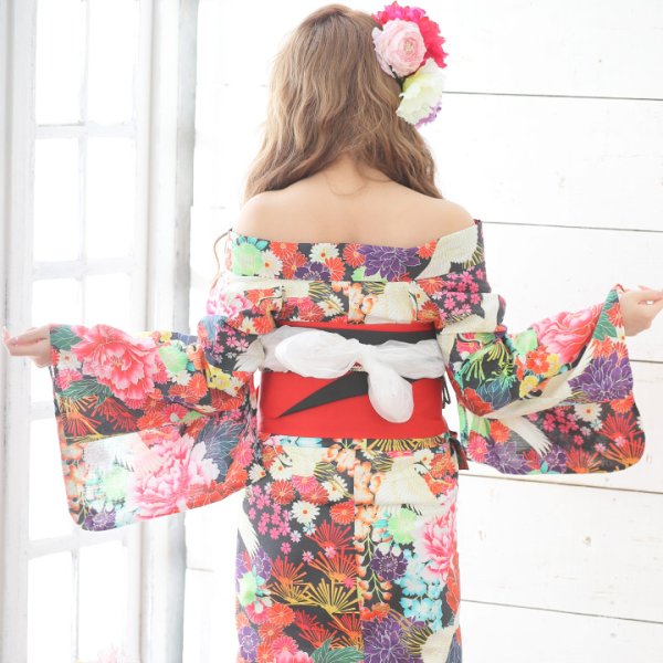 画像6: 【即日発送】【浴衣3点セット】 ☆ここでしか買えない！☆さくりなコラボ商品☆プリンセスフラワー浴衣セット（19obi-2/Yheko030WH / Yhimo206 / A807knR）【YMT】