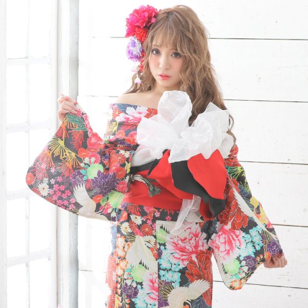 画像3: 【即日発送】【浴衣3点セット】 ☆ここでしか買えない！☆さくりなコラボ商品☆プリンセスフラワー浴衣セット（19obi-2/Yheko030WH / Yhimo206 / A807knR）【YMT】