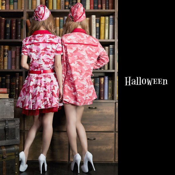 画像6: 【値下げ！】SALE！【ハロウィンコスプレ3点セット】ピンクアーミーワンピース【S-XLサイズ/1カラー】（STEE06 W）[HC02]