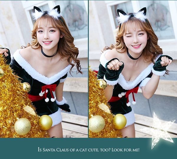 画像11: 【即日発送】【クリスマスコスプレ7点セット】【Malymoon/マリームーン】キャットサンタコスプレ【フリーサイズ/1カラー】[YMT]