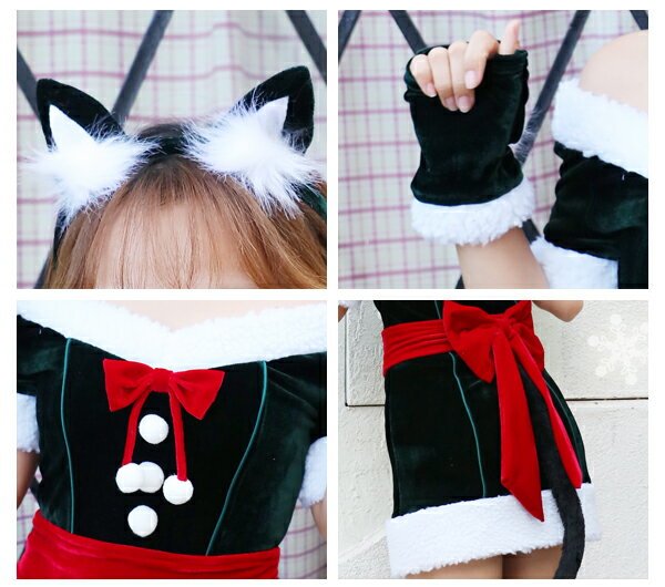 画像12: 【即日発送】【クリスマスコスプレ7点セット】【Malymoon/マリームーン】キャットサンタコスプレ【フリーサイズ/1カラー】[YMT]