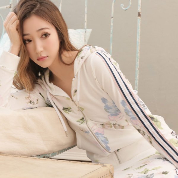 画像8: 【ルームウェア：セットアップ】SALEサイドライン×フラワーパーカー/ジャージ/スウェット/部屋着/パジャマ/ロングスカート / セットアップルームウェア[HC02]