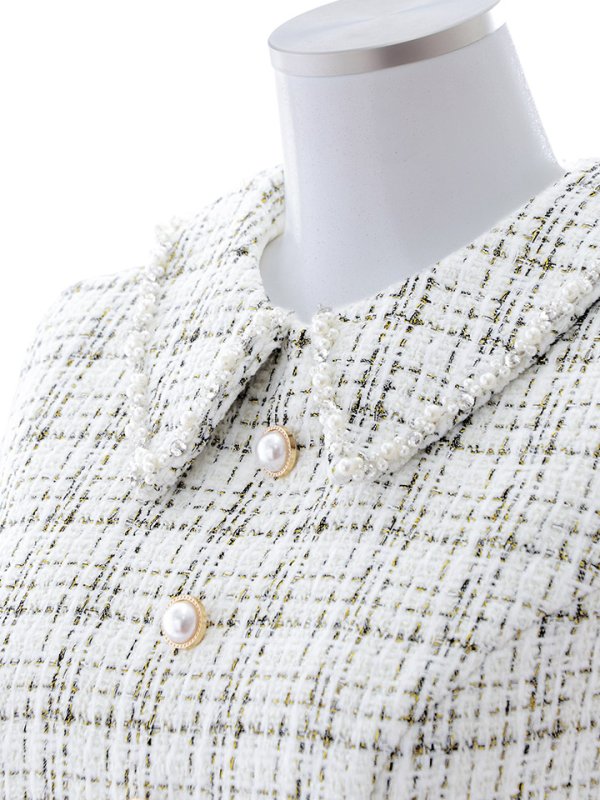 画像38: 【即日発送】ツイードプリーツドレス/ローライズ/ローウエスト/ノースリーブ/パール/谷間隠し/ミニドレス/キャバドレス【XS-XLサイズ/3カラー】[HC02-X] 【SB】dzj