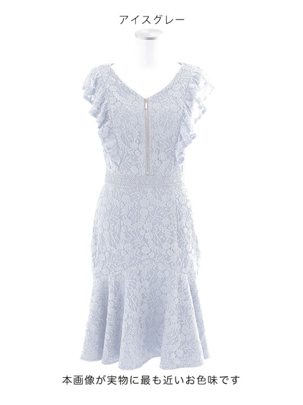 画像19: マーメイドワンピースドレス/花柄刺繍レース/フリル/谷間見せ/背中隠し/ミディアムドレス/キャバドレス【S-Lサイズ/4カラー】[OF01-X]【SB】dzw