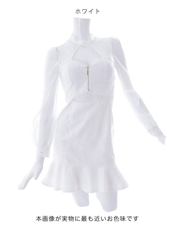 画像23: 新色登場!花柄刺繍レースドレス/マーメイド/フロントファスナー/ノースリーブ/ウエスト魅せ/肌魅せ/谷間見せ/ミニドレス/キャバドレス【S-XLサイズ/4カラー】[OF01-X] 【SB】dzw